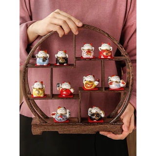 Mèo thần tài mini bằng gốm sứ mang lại may mắn, chú mèo thần tài nhỏ xinh kiểu dáng khác nhau có chuông treo cổ xinh xắn
