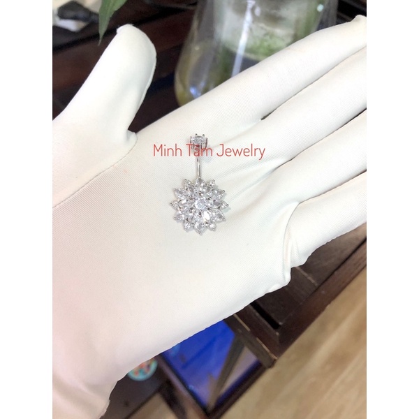 Khuyên rốn bạc 925 bông tuyết nạm đá Minh Tâm Jewelry