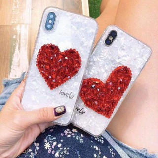 Ốp Lưng Thạch Anh Đính Đá Trái Tim iPhone 7Plus, 8Plus