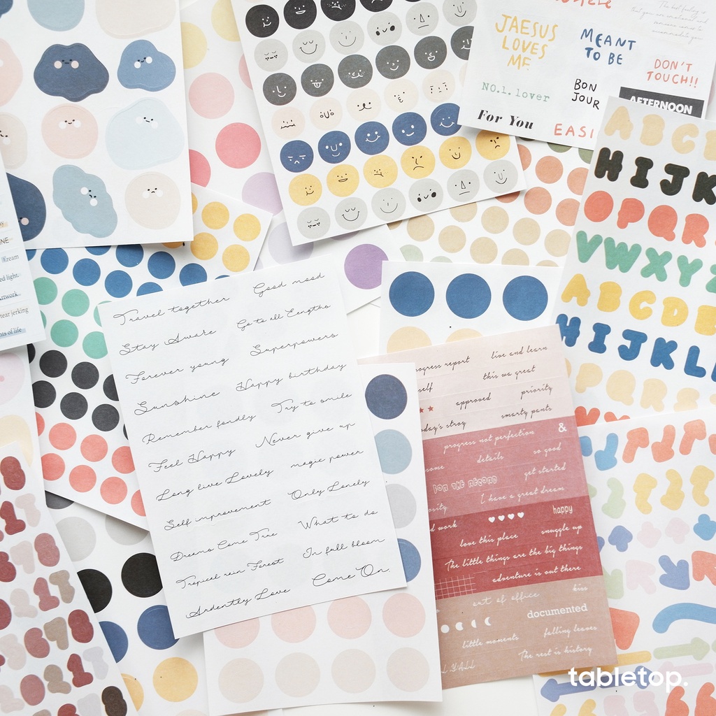 Set sticker giấy 6 tấm, nhiều hình theo theme dễ thương - trang trí sổ, note [tabletop.]