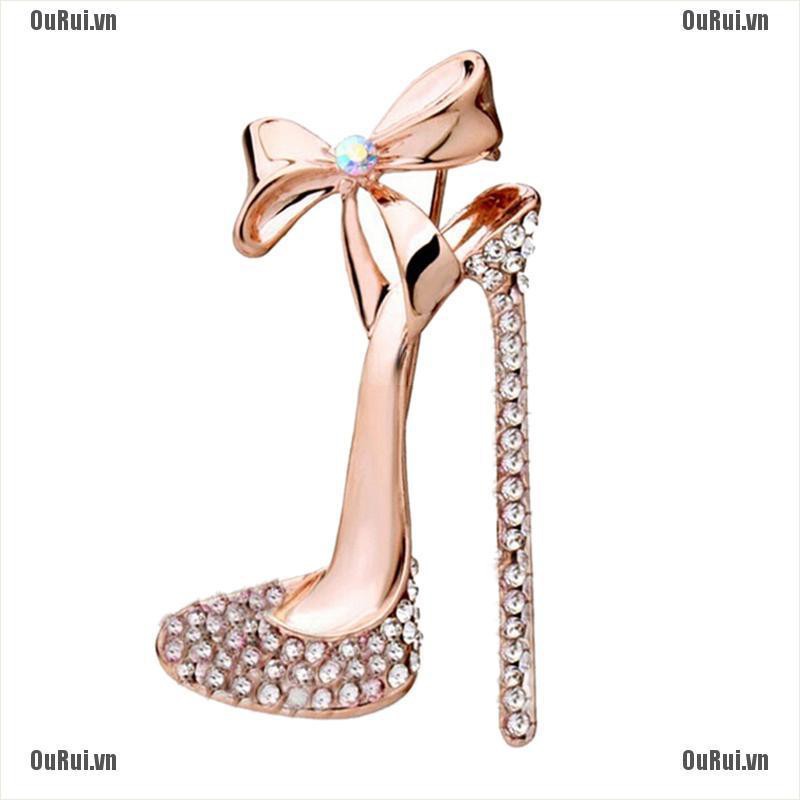 Ghim Cài Áo Hình Giày Cao Gót Đính Đá Dễ Thương