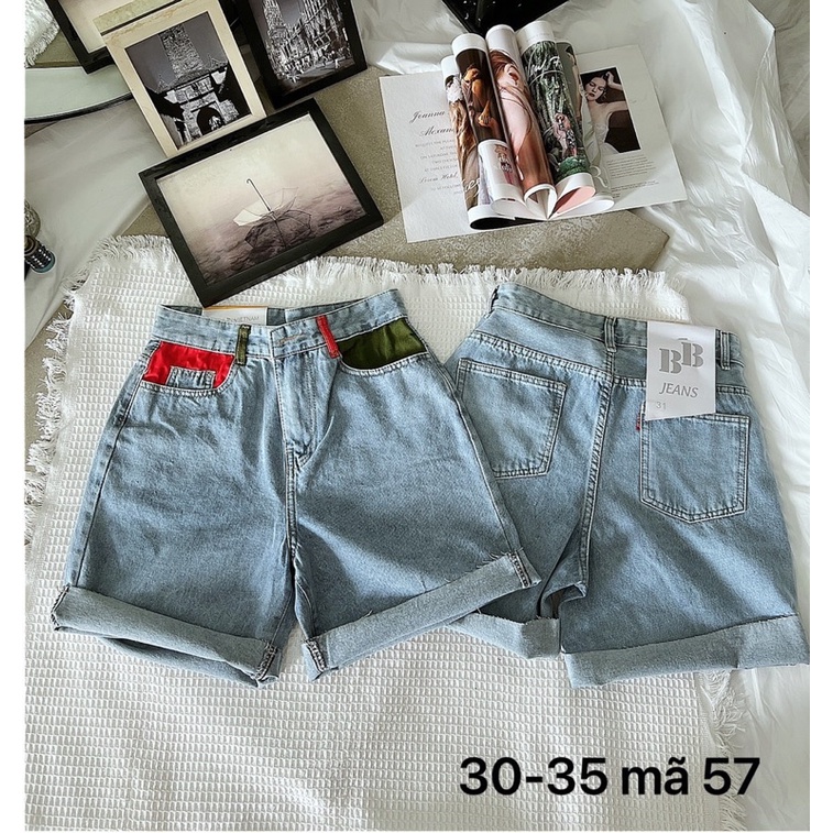 Quần Short Ngố Nữ Jean Lưng Cao Lai Tua Hoạ Tiết Màu Bigsize 57kg Đến 80kg Ms57