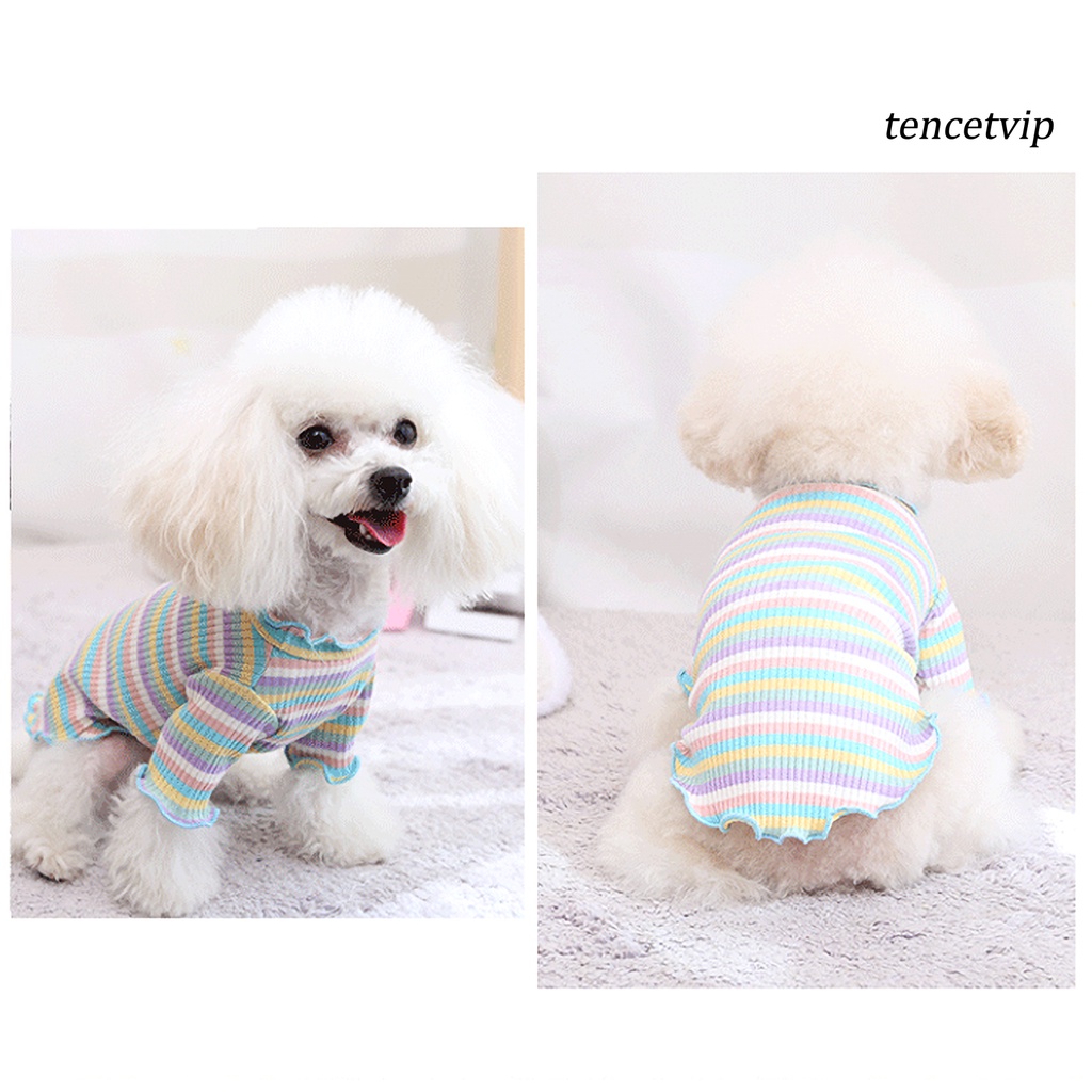 Áo thun cotton cổ tròn họa tiết kẻ sọc nhiều màu sắc thời trang mùa hè cho thú cưng