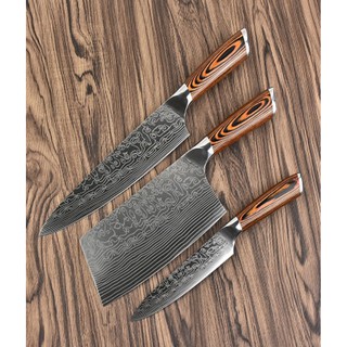 Bộ 3 dao bếp nhật thép damascus adt2 topslingshot