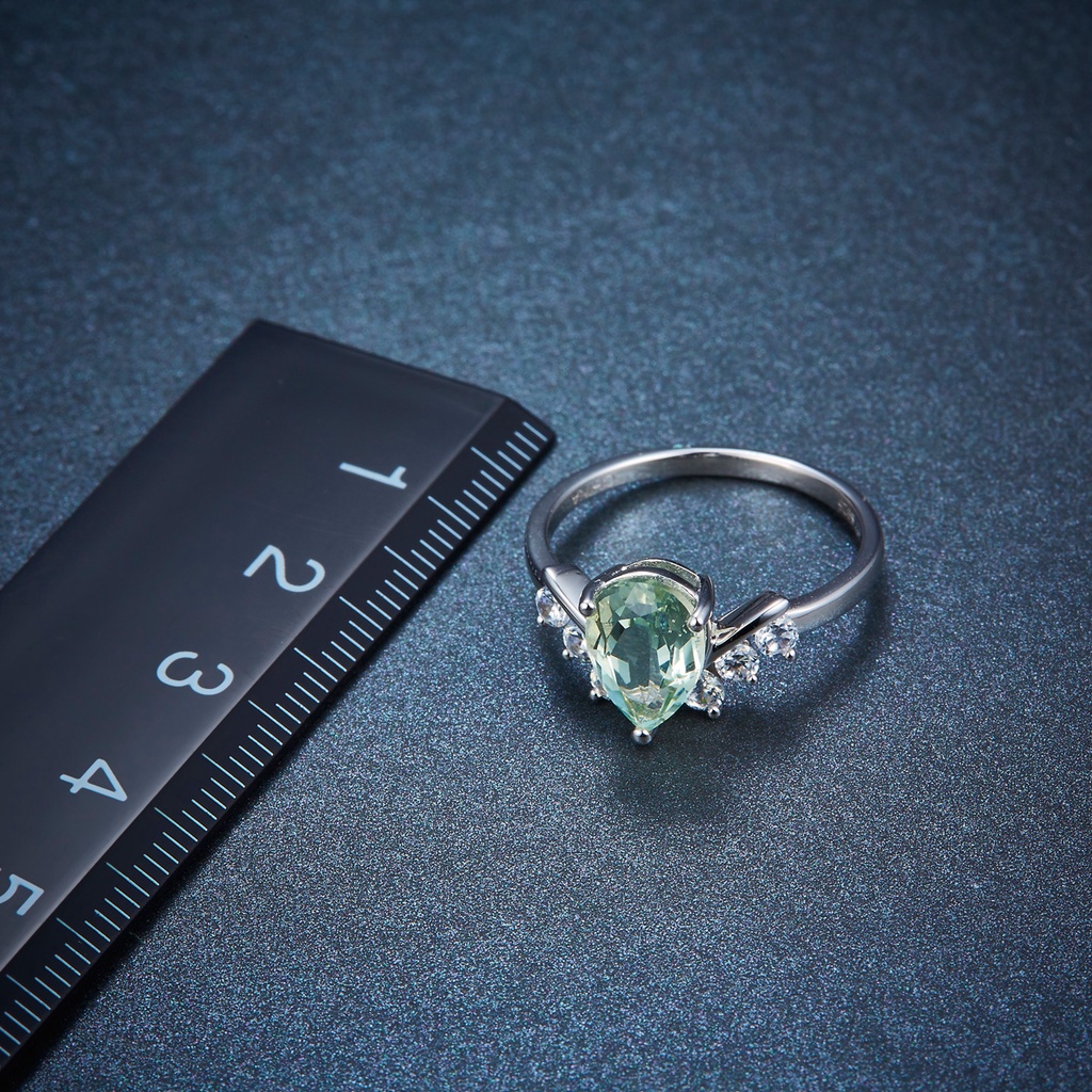 Nhẫn Mạ Bạc 925 Đính Đá Thạch Anh Tím Tự Nhiên 1.7 Carats