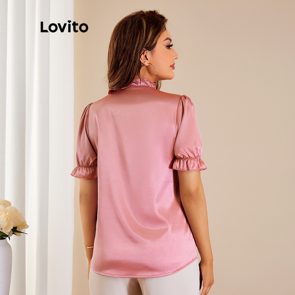 Lovito Áo sơ mi có cổ đứng trơn thanh lịch L22LD019 (Hồng)