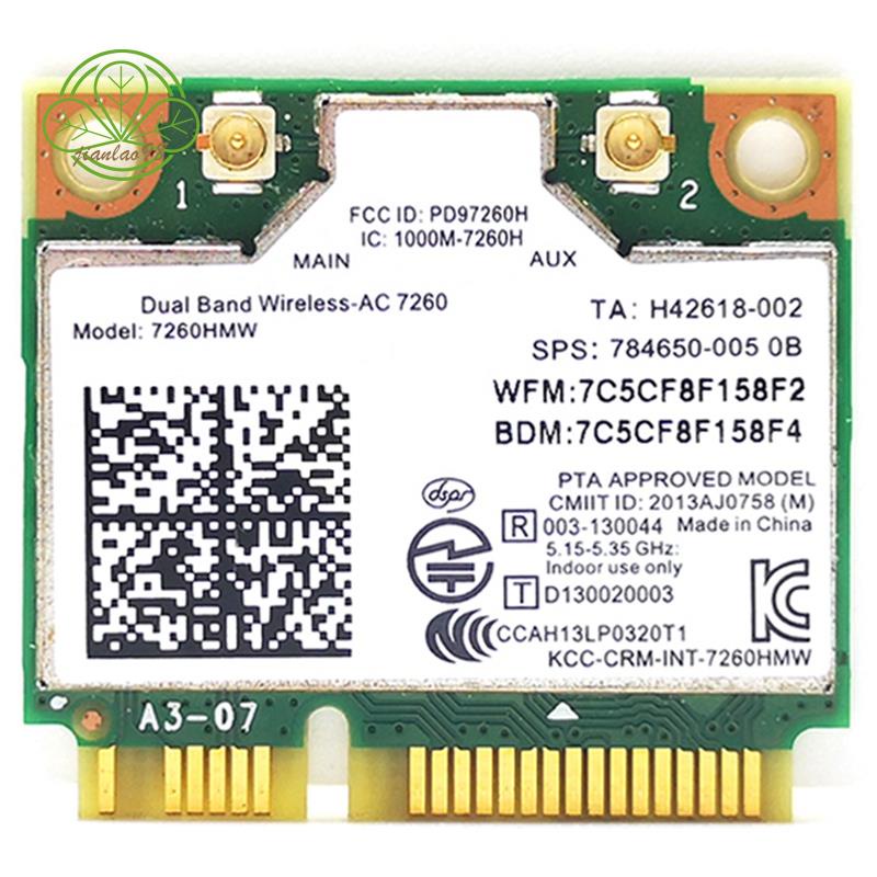 Thẻ Mạng Wifi Không Dây Mini Pcie 7260 Pci 802.11ac 2x2 Wi-Fi 7260hmw 4.0