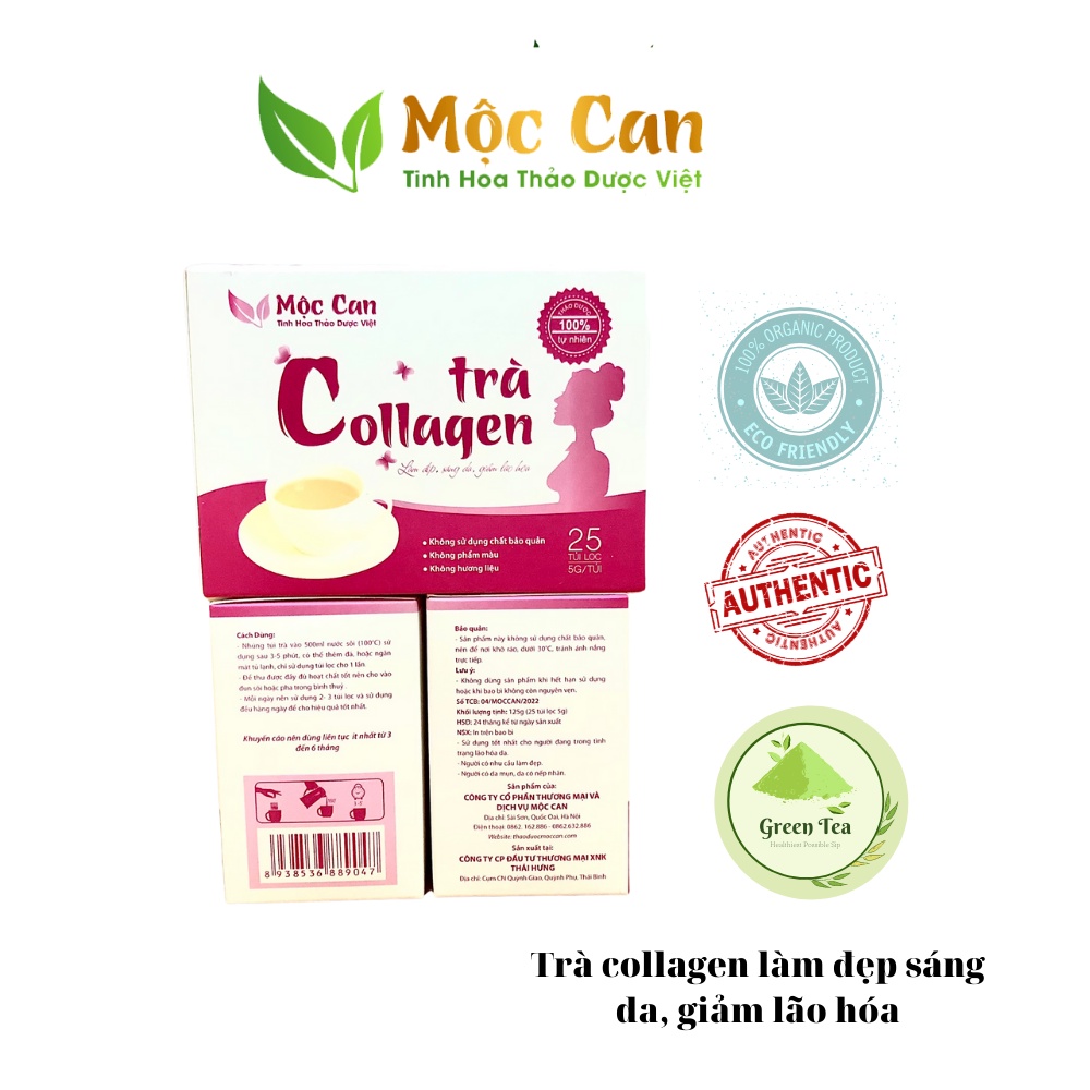 Trà Collagen Mộc Can làm đẹp, sáng da, giảm lão hóa, ngăn ngừa lão hóa, chống nếp nhăn, trắng da toàn thân