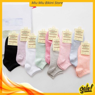 Vớ Nữ ♥️FREESHIP♥️ Tất Vớ Nữ Ulzzang Cotton Trơn Cổ Ngắn, Cổ Thấp Màu Pastel Siêu Mềm Mại (10 Màu) Miu Miu Store