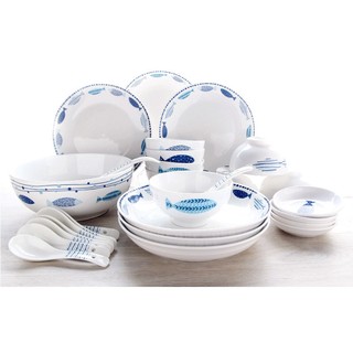 [ HÀNG CÓ SẴN] Bộ bát đĩa sứ xương (36%) cao cấp 28 chi tiết