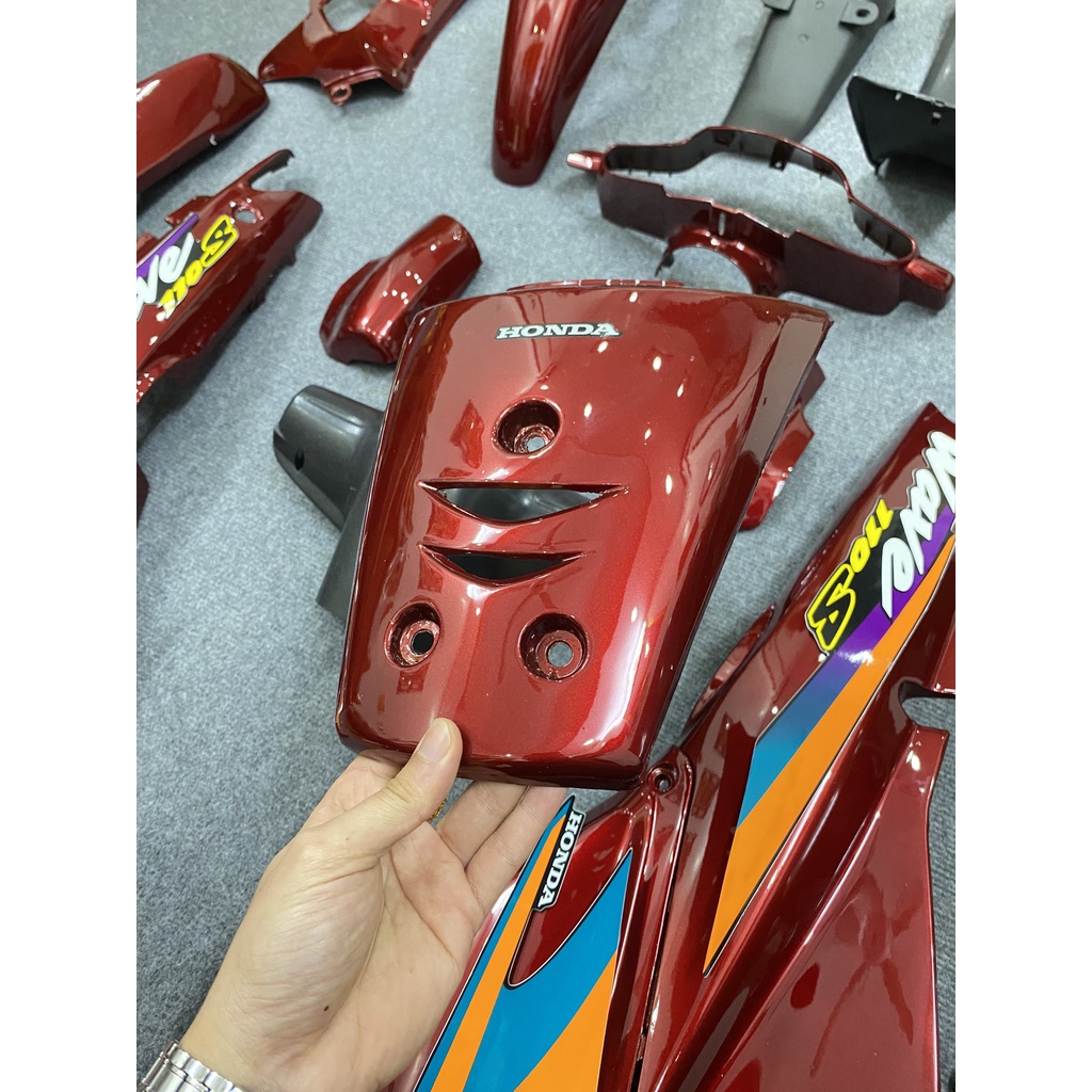 DÀN ÁO - VỎ NHỰA WAVE ALPHA 2002 ĐỎ CANDY - ĐỎ ĐUN SH , WAVE THÁI KÈM TEM