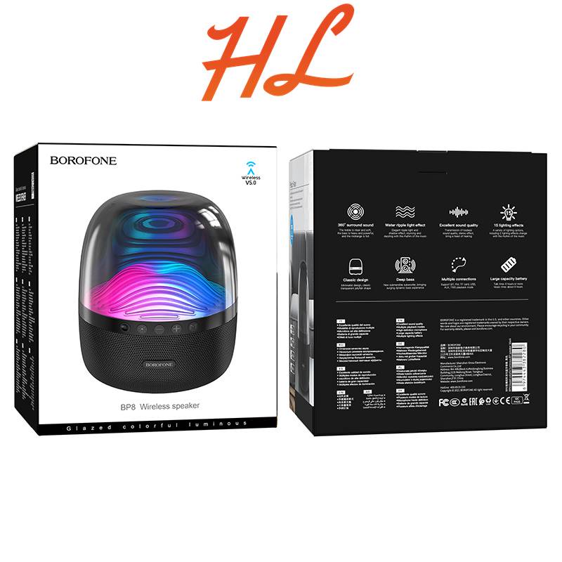 Loa Bluetooth Borofone BP8 True Wireless, V5.0, Đèn Led Đổi Màu - BH 12 Tháng Chính Hãng - Hưng Long PC