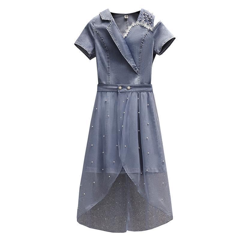 Đầm Denim Plus Size Phong Cách Phương Tây Thời Trang 2022