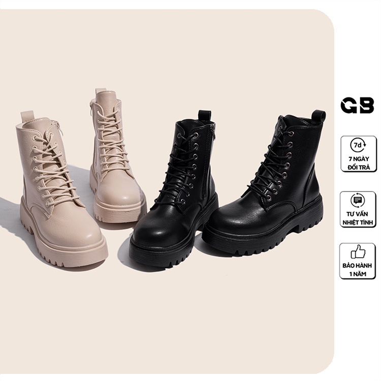 Giày Bốt Nữ Giày BOM Cổ Cao Kéo Khóa Da Nhám Cao Gót Màu Đen Trắng Thời Trang Hot Trend Mới Nhất giayBOM GB Boots B1635