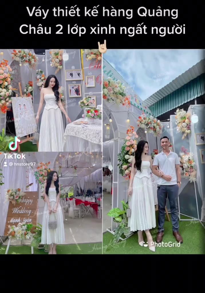 Váy nữ đầm trắng thiết kế cup ngực mix chân váy ly dáng dài sang chảnh HK Design đi chơi, đi dự tiệc đều xinh (Ảnh thật) | BigBuy360 - bigbuy360.vn