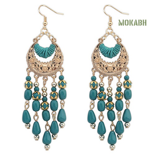 Bông Tai Thời Trang Kiểu Móc Tua Hình Trăng Khuyết Cổ Điển Cho Nữ