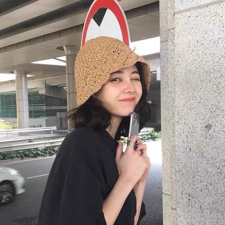 Mũ nón nữ cói đan hoa Summer