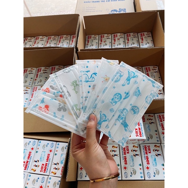 combo 2 hộp (100 cái) khẩu trang trẻ em Bình Minh hàng chính hãng