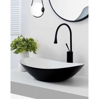 Chậu lavabo thuyền trắng đen