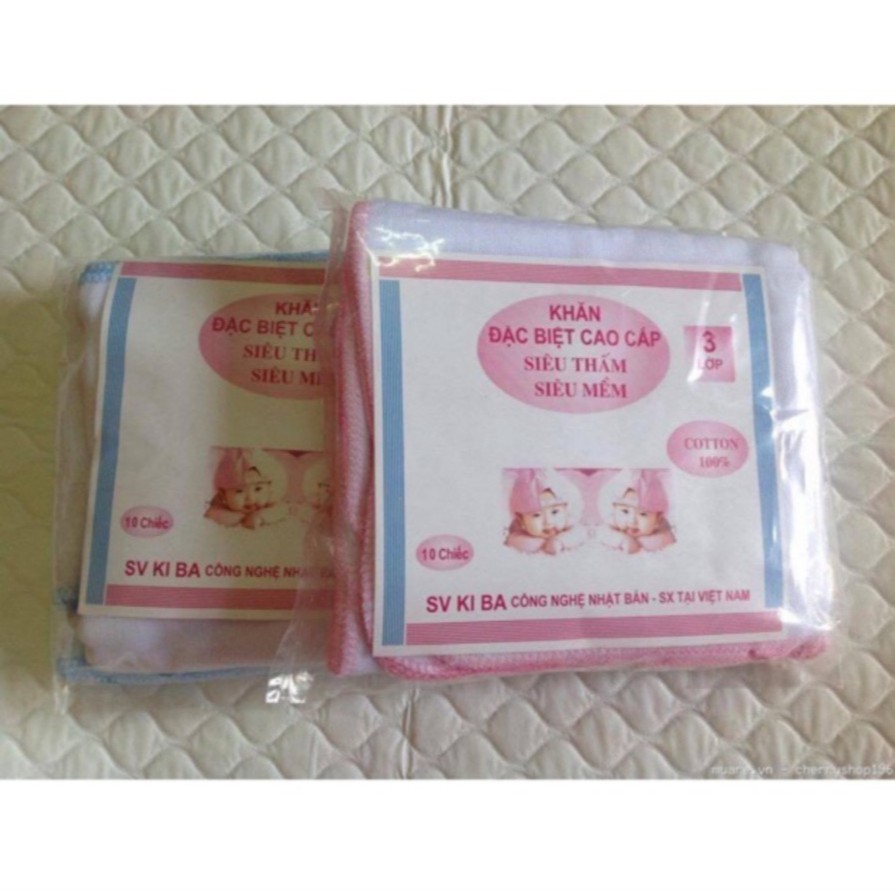 Set 10 chiếc khăn sữa 3 lớp xuất Nhật mềm mịn siêu thấm - an toàn cho bé