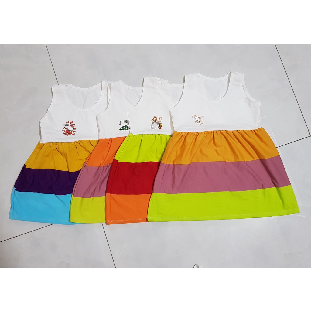 Đầm thun cotton bé gái - Đầm thun co giãn 4 chiều - Đầm bé gái chất thun cotton cực mát mẻ size 10-18kg