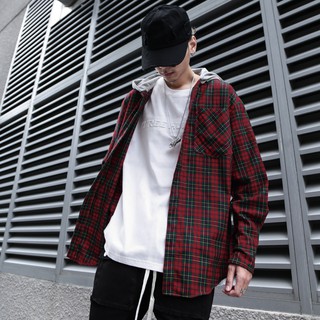Áo Sơ Mi Hooded Flannel Jacket Màu Đỏ