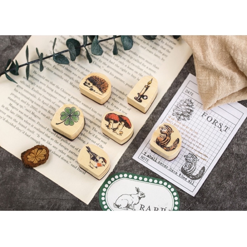 Stamp con dấu gỗ mini động vật SP001