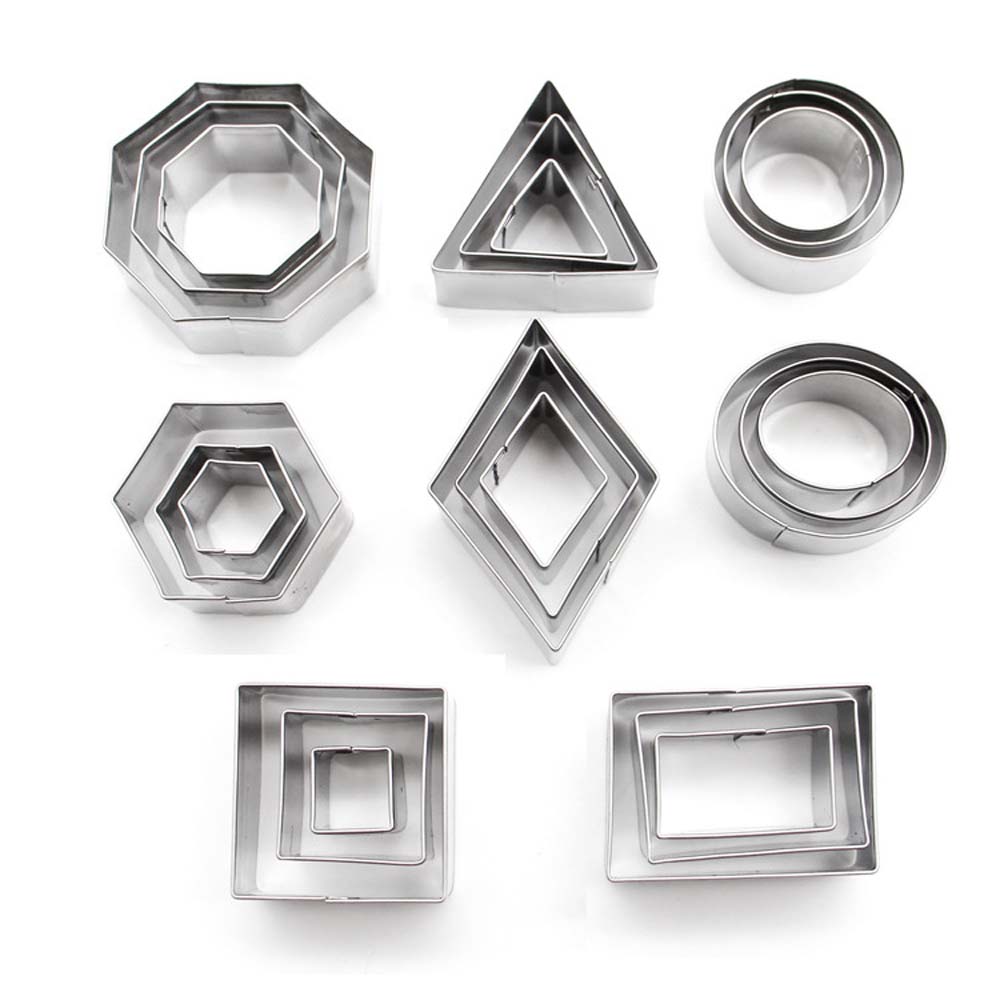 Set 24 khuôn cắt tạo hình đất sét nhiều kiểu dáng bằng thép không gỉ tiện lợi