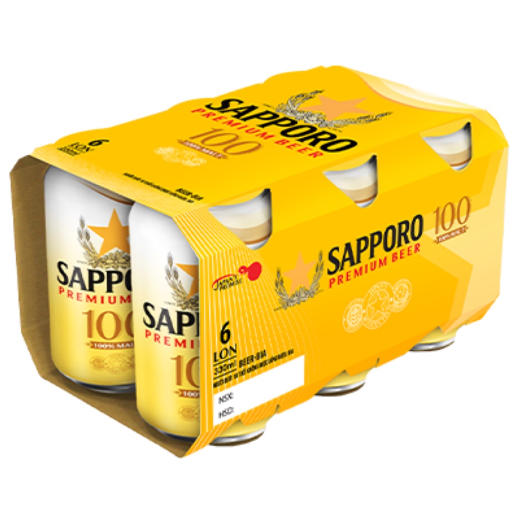 [Gift] Bia Sapporo Premium lốc 6 lon SPB100 (330ml/lon)
