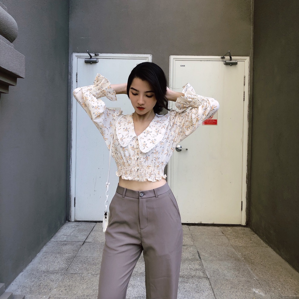 [ 26Studio ] Áo croptop hoa nhí bo eo Viva top