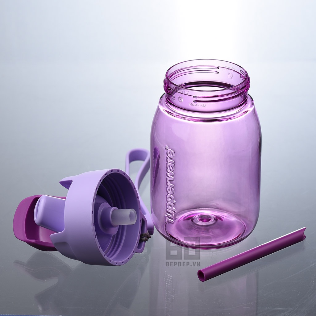 Bình nước Tupperware Mini Lohas 350ml - Bình nước có ống hút cho trẻ em tiện dụng trong suốt, màu đẹp