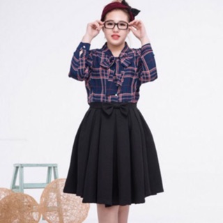 Chân váy xoè big size màu đen xếp ly cao cấp size lớn 65-75kg