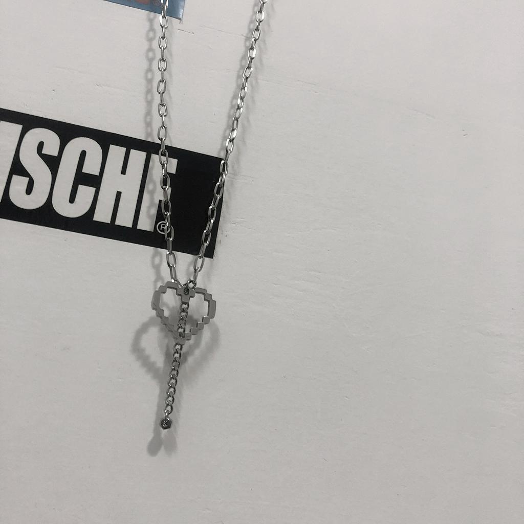 Dây chuyền 19898 mặt hình trái tim dạng khảm phong cách harajuku thời trang cổ điển vui nhộn độc đáo