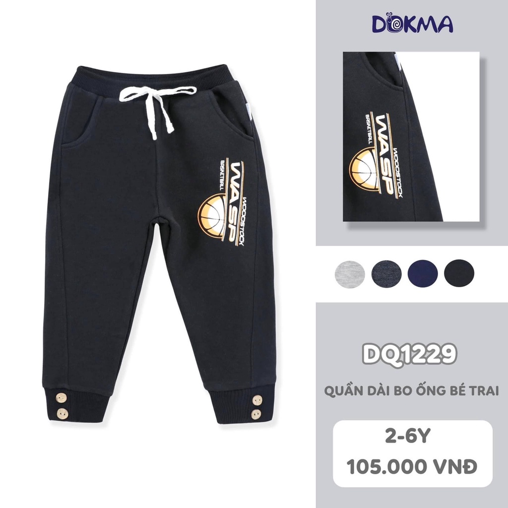 2-6Y Quần dài cotton lót nỉ Dokma DQ1229