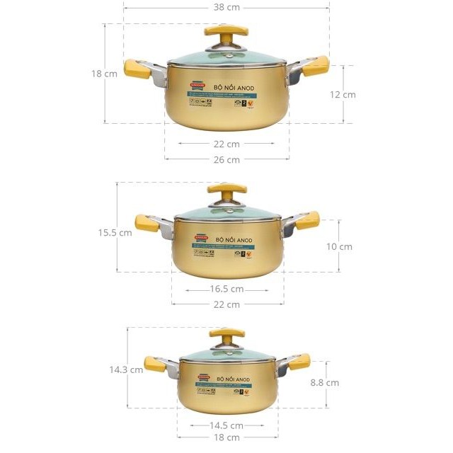 BỘ NỒI ANOD SUNHOUSE SH8834 - SH8835