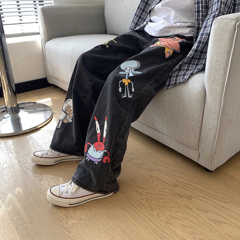 Quần jean hoạ tiết