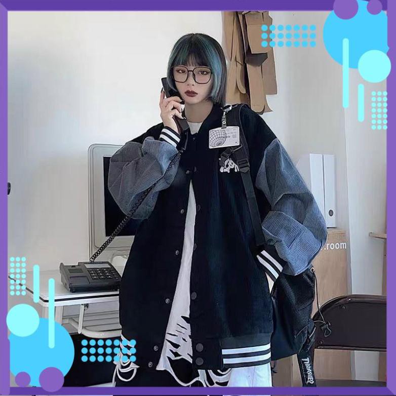 [Mặc Là Sang]  Áo Khoác Nhung Gân Bóng Chày ZOMBIF Form Rộng Mẫu Mới Siêu Chất