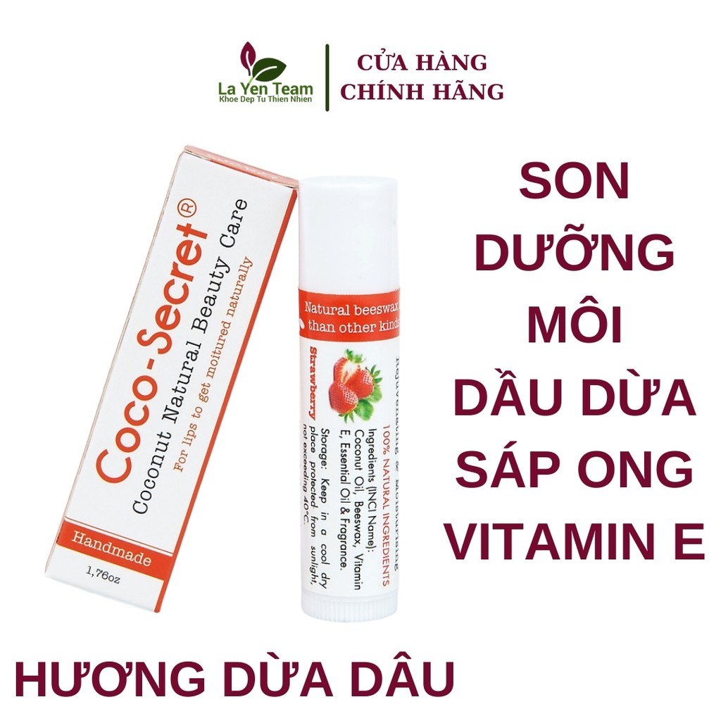 Son Dưỡng Môi Tinh Dầu Dừa Sáp Ong Vitamin E Coco Secret 5g Mềm Mượt Môi