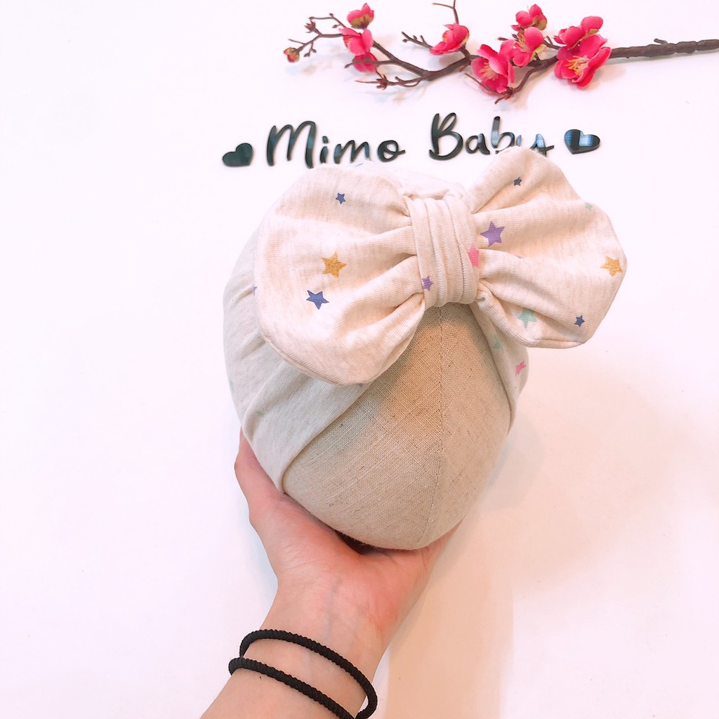 Mũ turban bé gái (4-7kg) - Tone Xám