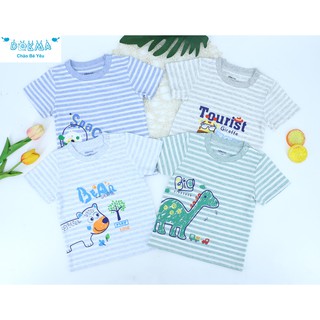 Áo phông kẻ cộc tay cổ tròn bé trai Dokma DMA148