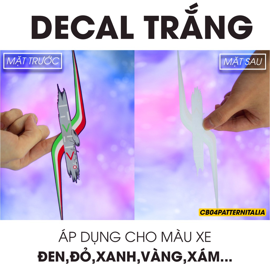 Tem Xe Máy Italia Pattern Dán Đa Vị Trí Trên Xe | 2CB04PATTERNITALIA | Decal Dán Xe Máy, Xe Điện Chống Nước, Bền Màu