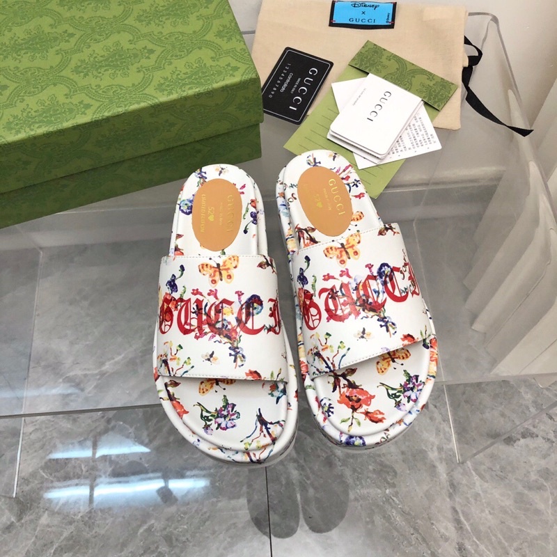 Dép quai ngang đế dày mới mùa hè cho nữ Gucci GC cao cấp in hoạ tiết độc đáo