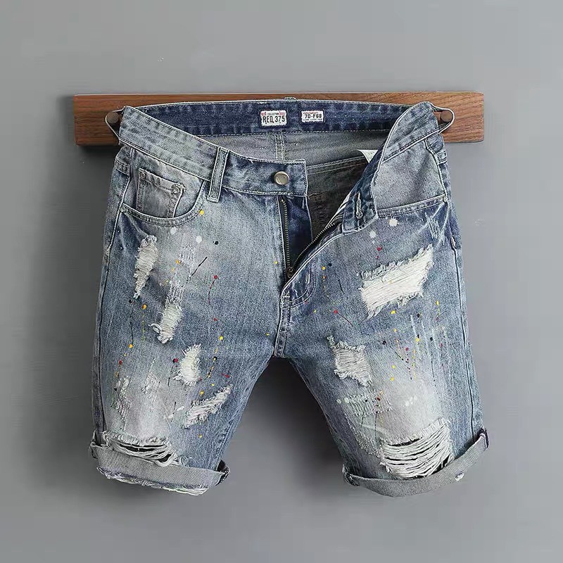 Quần short jean nam vẩy sơn quần sọt nam quần jean đẹp cá tính 230