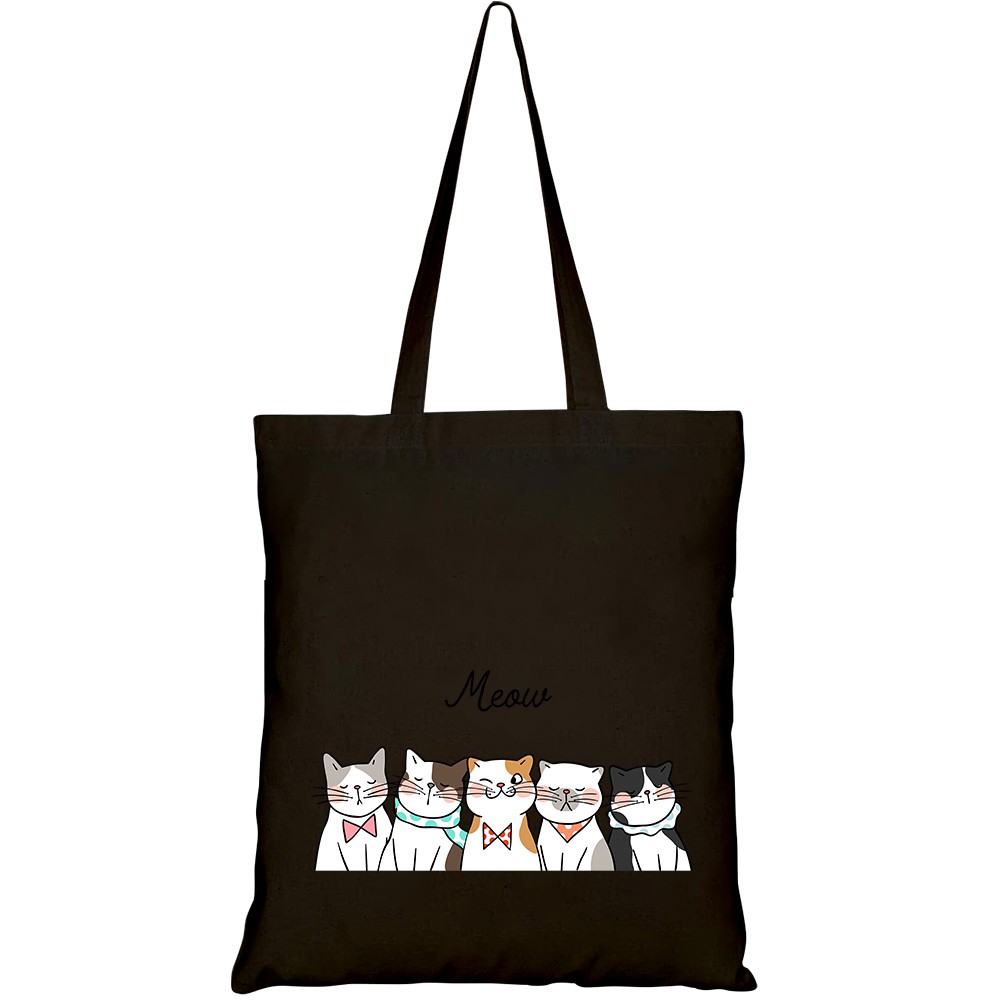 Túi vải tote canvas HTFashion in hình họa tiết Mèo cute HT39