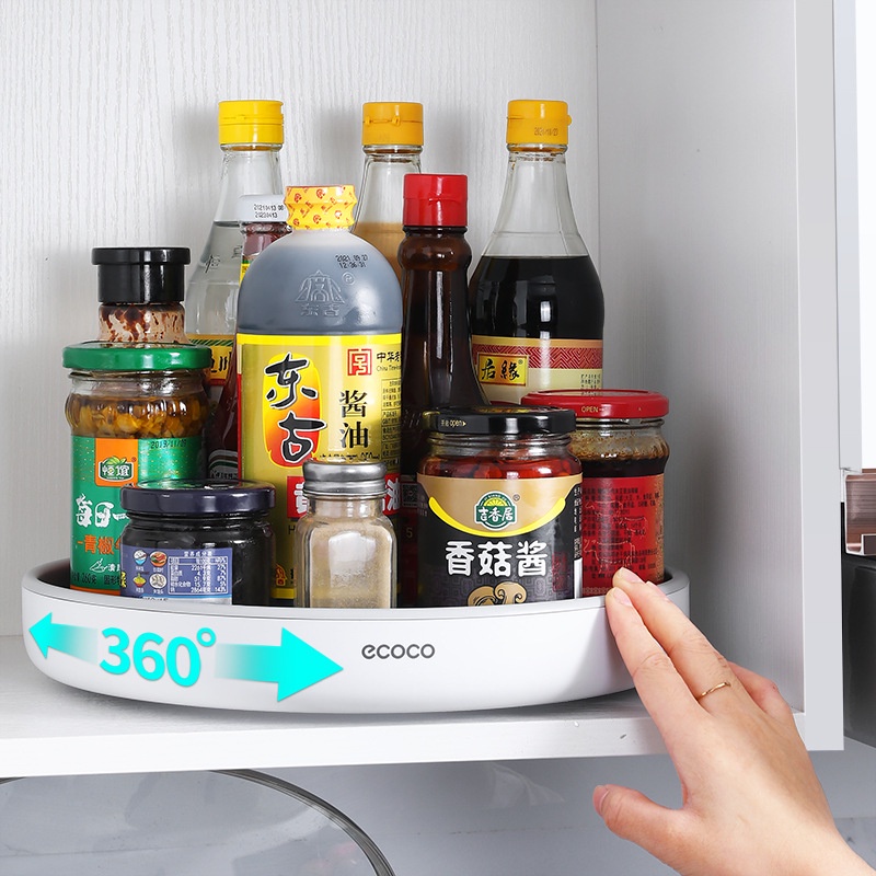 Kệ Xoay Đa Năng 360 Độ Đựng Gia Vị Tiện Dụng ECOCO, Khay Đựng Mỹ Phẩm Size nhỏ 25cm E2021