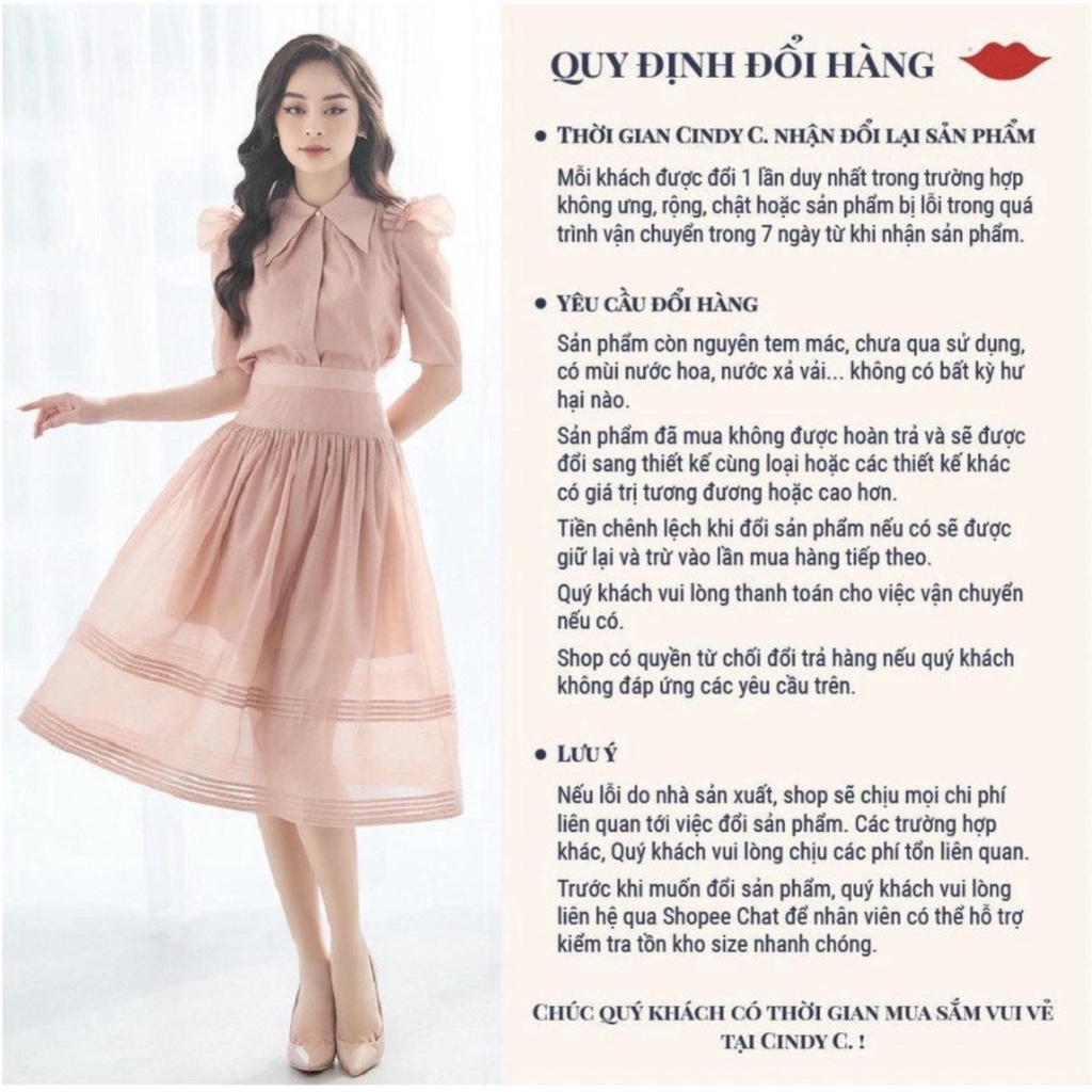 Áo sơ mi dài tay Sweet Cindy C nhẹ nhàng nữ tính 813