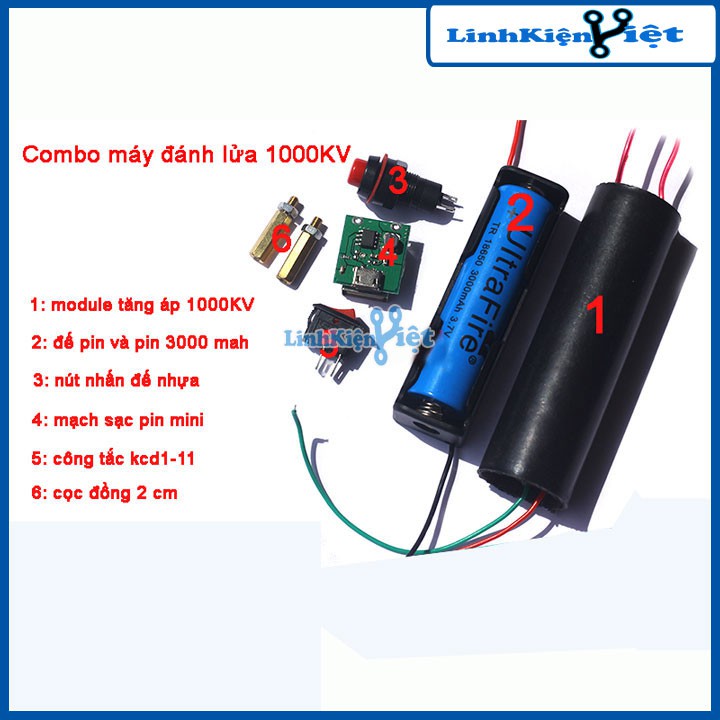 Combo Máy đánh lửa 1000KV và Phụ Kiện