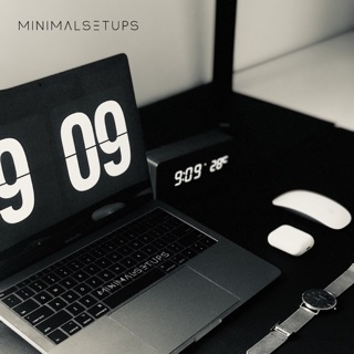 Đồng hồ để bàn gỗ maytime - màu đen chữ trắng - báo thức, có nhiệt kế chính xác minimalsetups