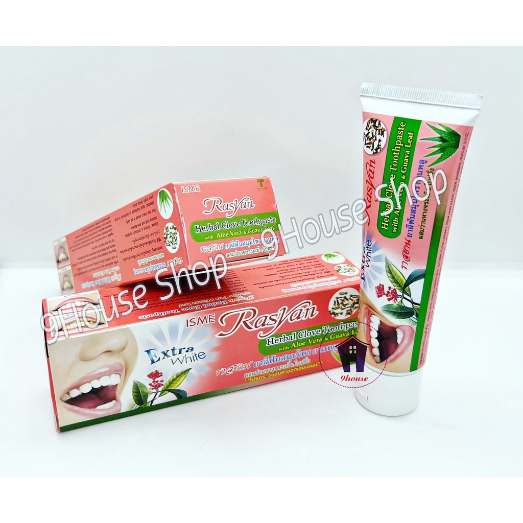 01 TUÝP Kem Trắng Răng ISME RASYAN Herbal Clove Toothpast with Aloe Vera &amp; Guava Leaf Thái Lan 100gram