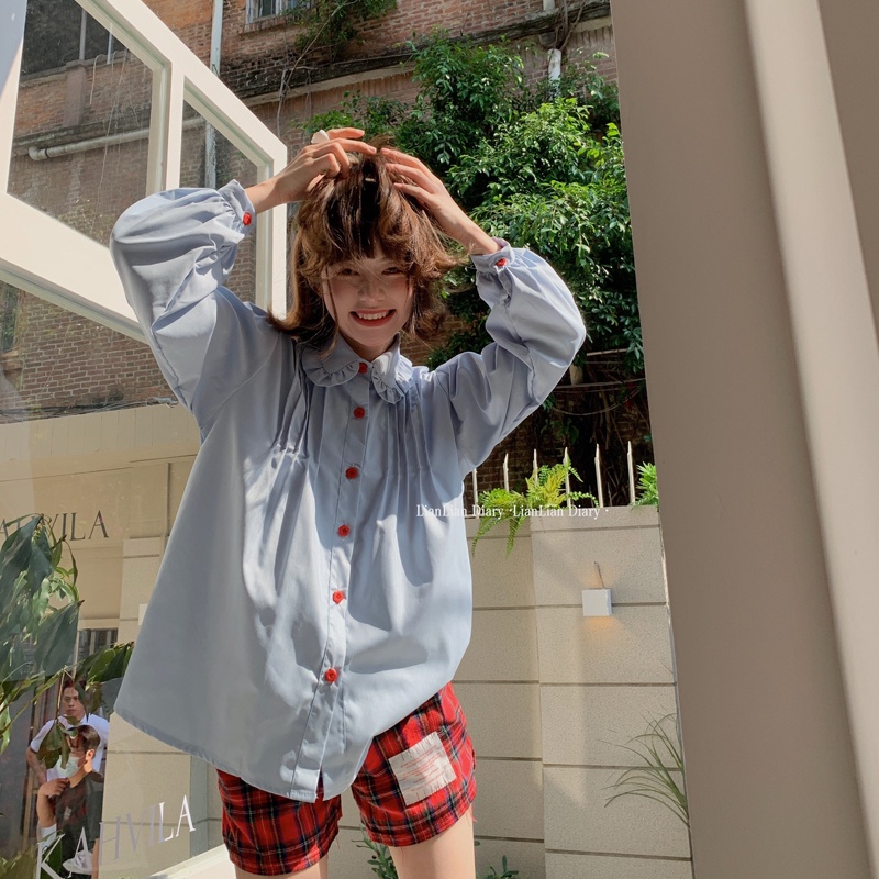 SUXI Áo Sơ Mi Tay Dài Phong Cách Hàn Quốc Ngọt Ngào Dễ Phối Đồ Thời Trang Mùa Thu Cho Nữ